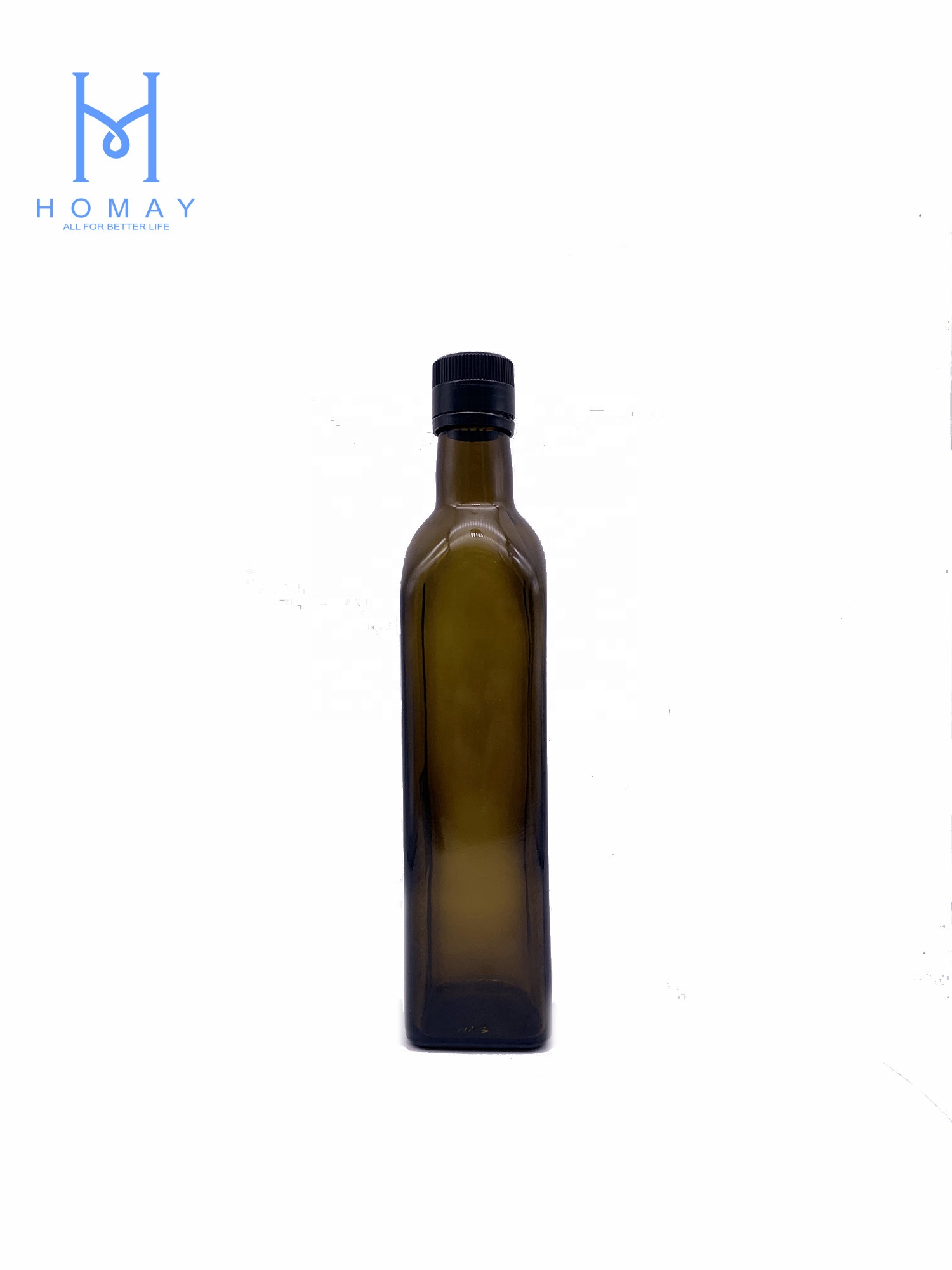 High quality 500ml Square olive oil glass bottle for olive oil packaging with plastic cap