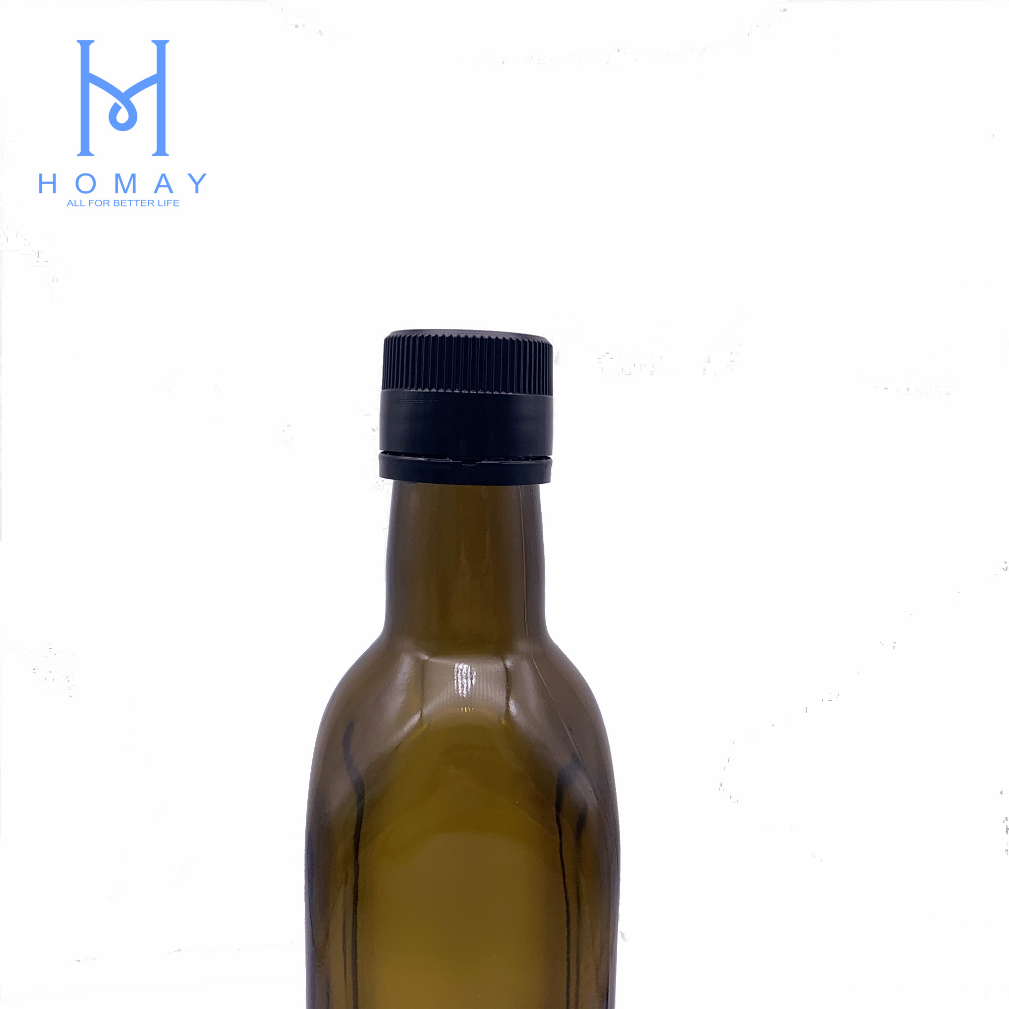 High quality 500ml Square olive oil glass bottle for olive oil packaging with plastic cap