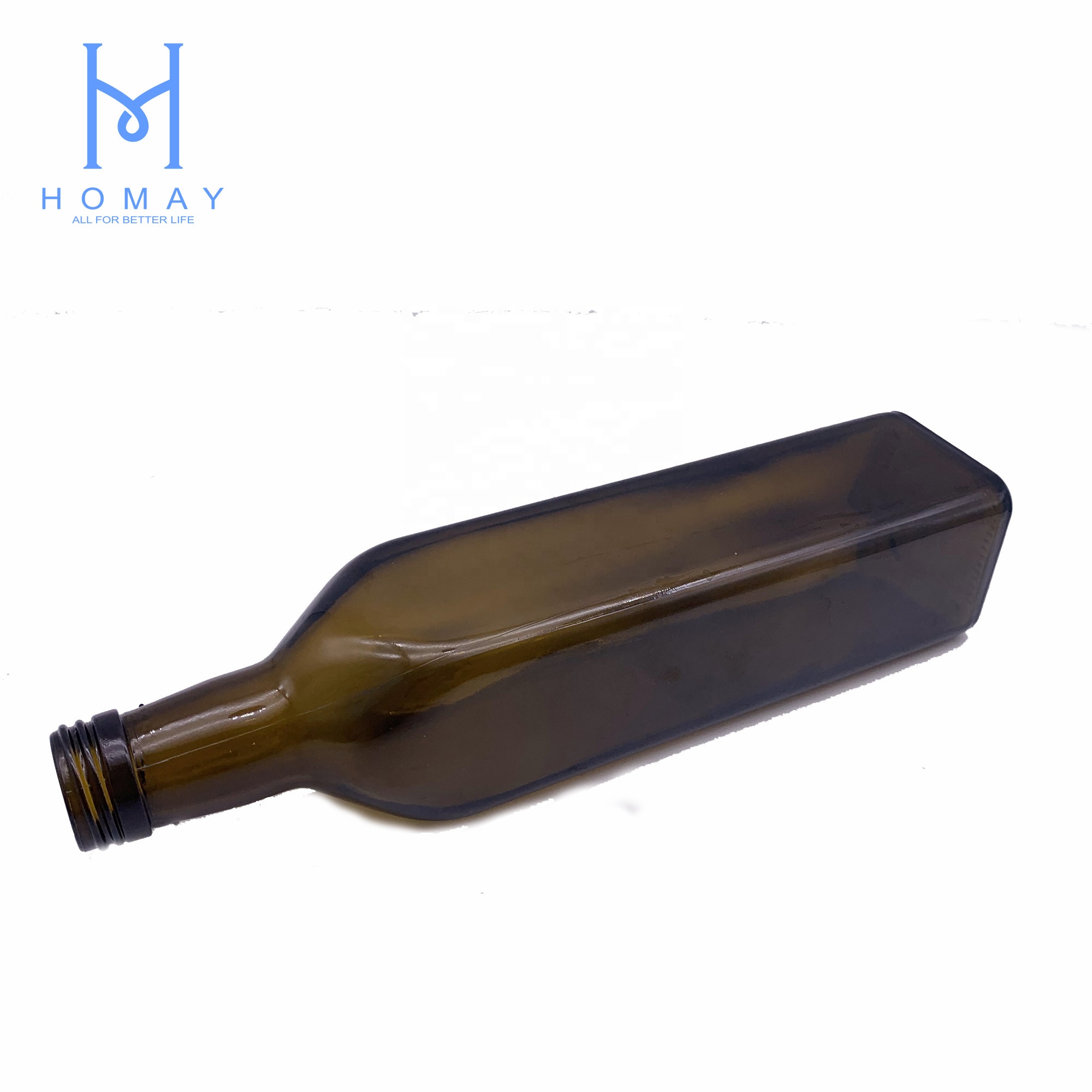 High quality 500ml Square olive oil glass bottle for olive oil packaging with plastic cap