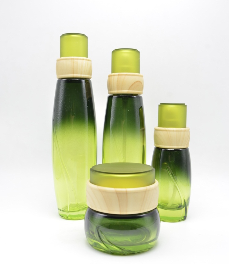 High quality 50G round green glass cosmeticwide mouth glass jar