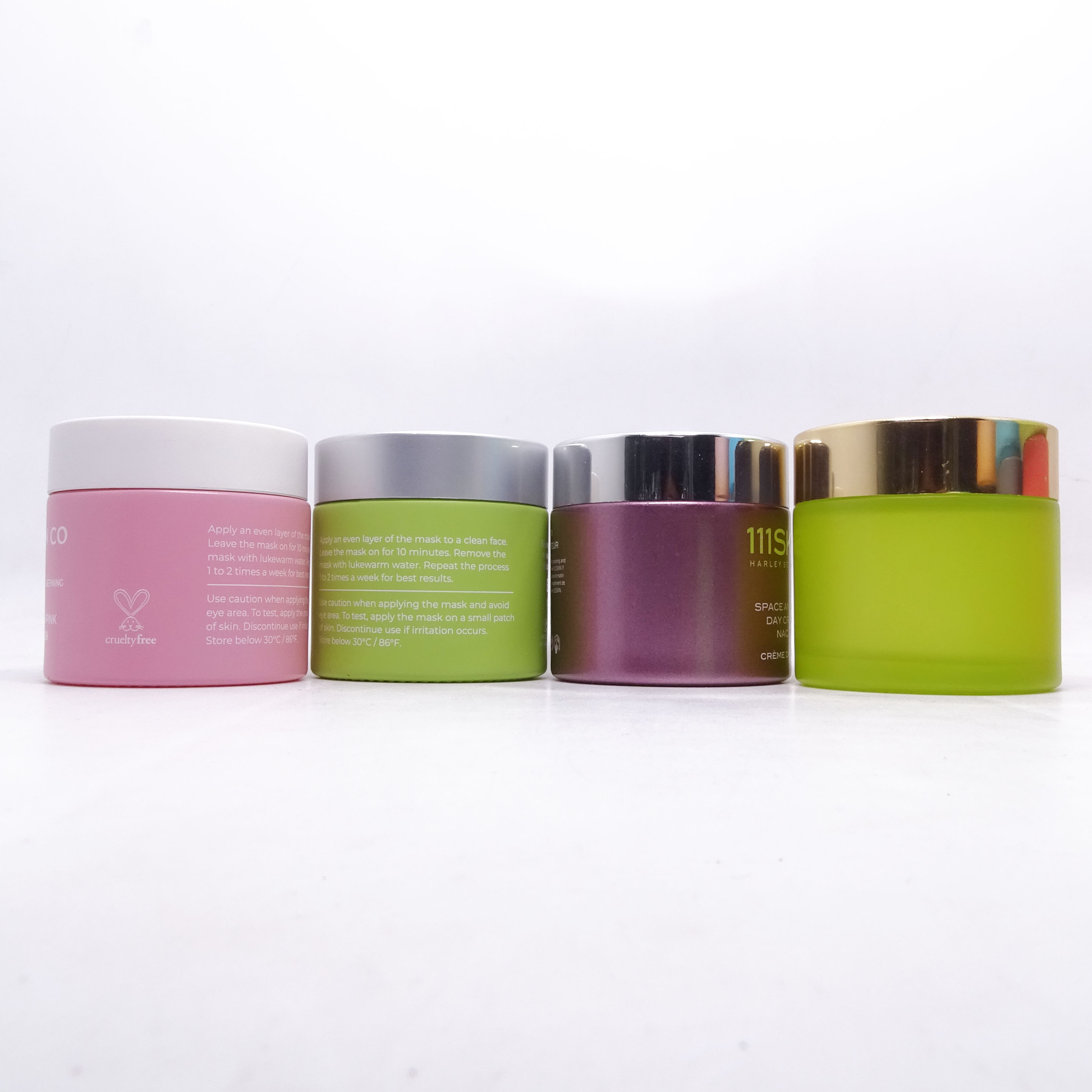 High quality 50g clear custom pink cosmetic glass jar beauty containers cream jar glass with white plastic lid