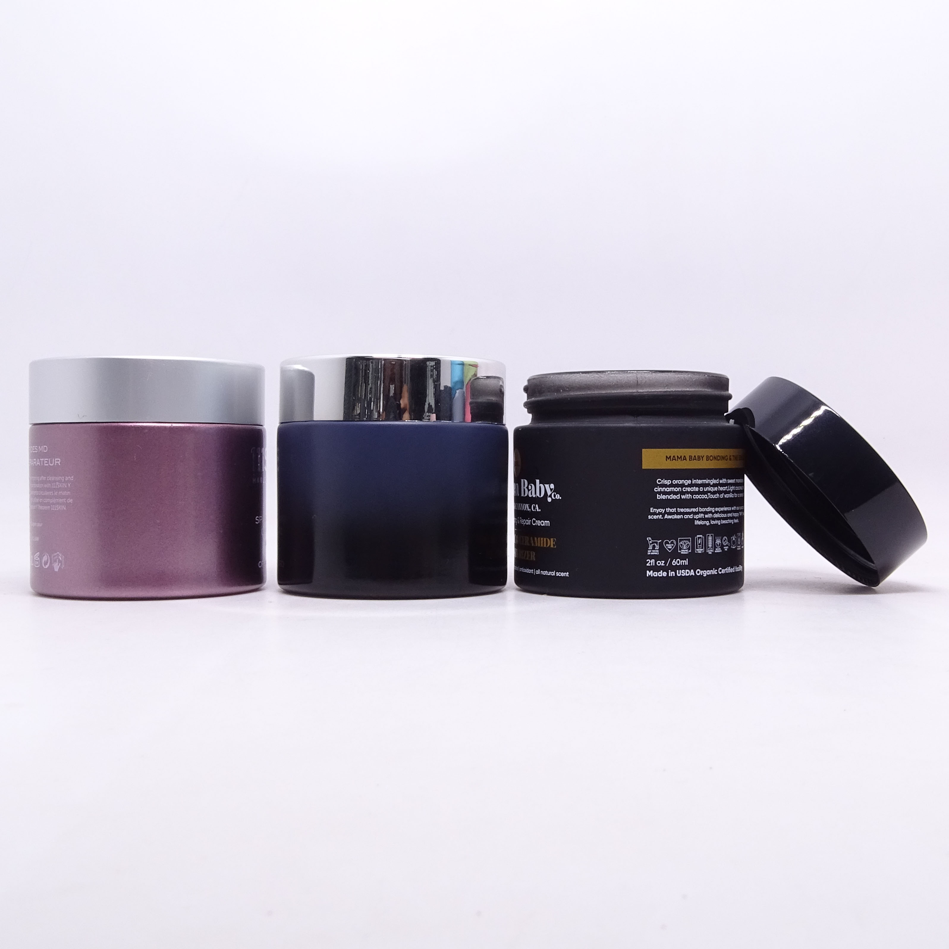 High quality 50g clear custom pink cosmetic glass jar beauty containers cream jar glass with white plastic lid