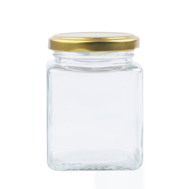 High quality 50ml 100ml 200ml 380ml square food packing glass mason jam honey sauce