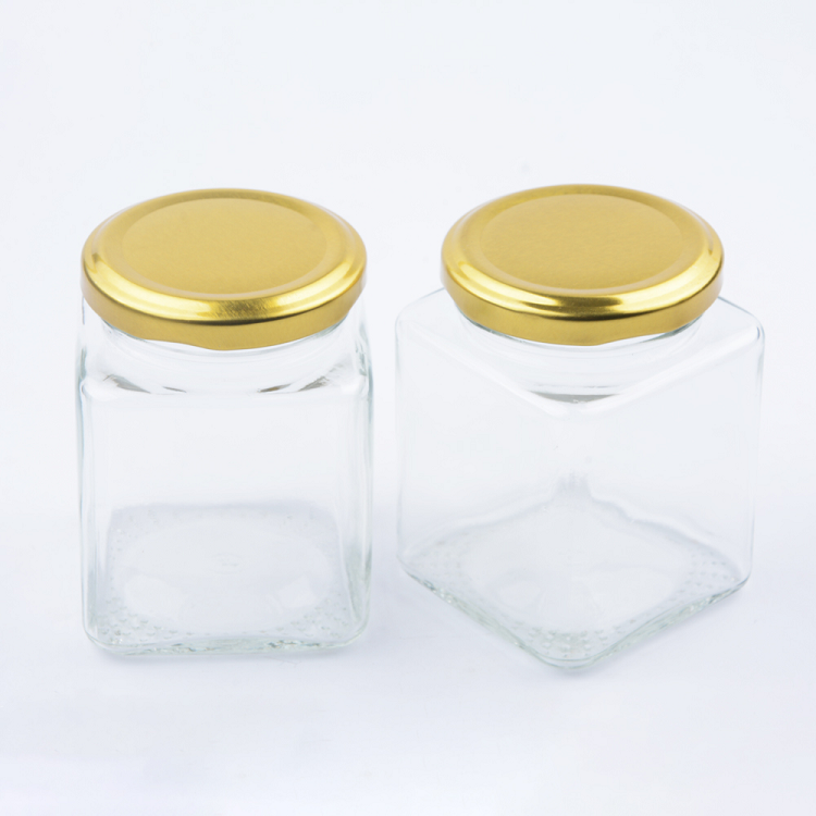 High quality 50ml 100ml 200ml 380ml square food packing glass mason jam honey sauce