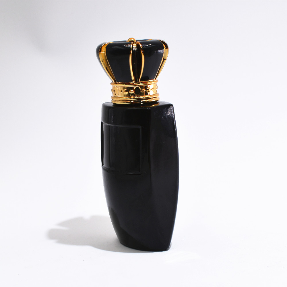 High quality 50ml frosted black perfume glass spray bottle with black gold cap