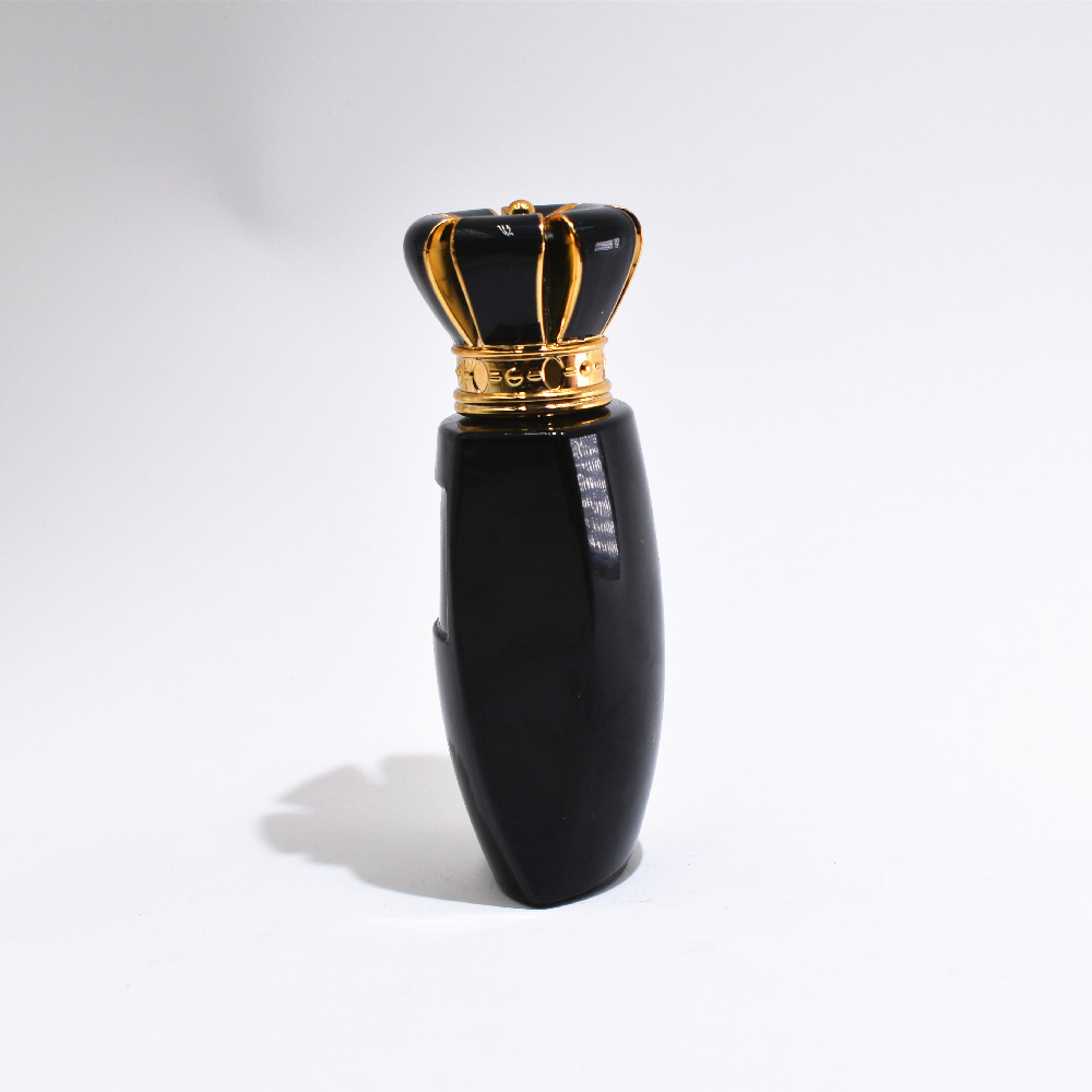 High quality 50ml frosted black perfume glass spray bottle with black gold cap