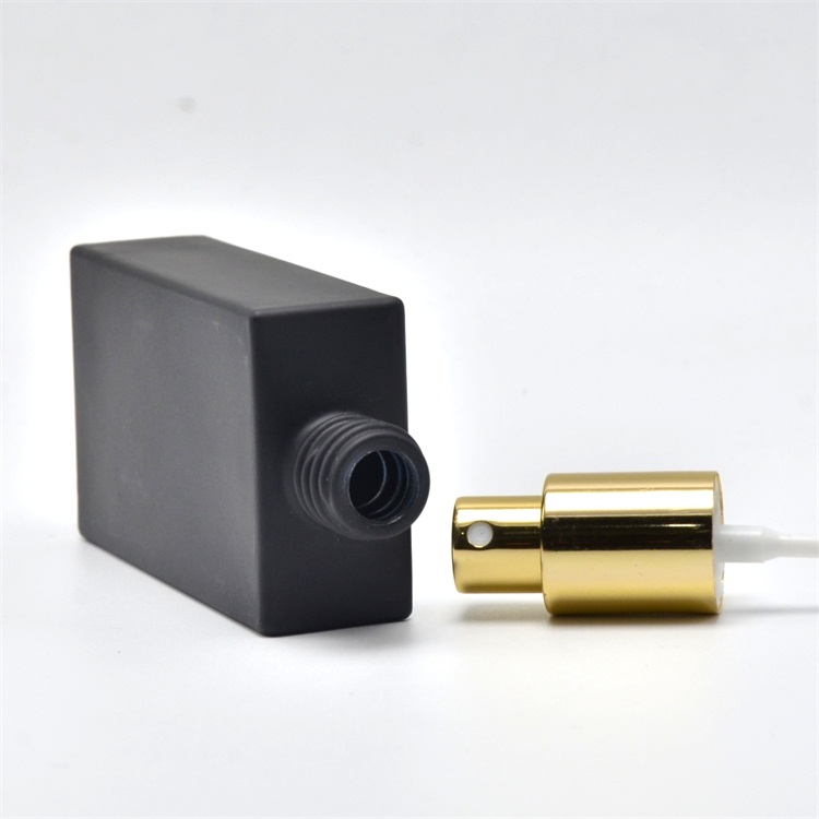 High quality 50ml frosted black rectangular perfume glass spray bottle