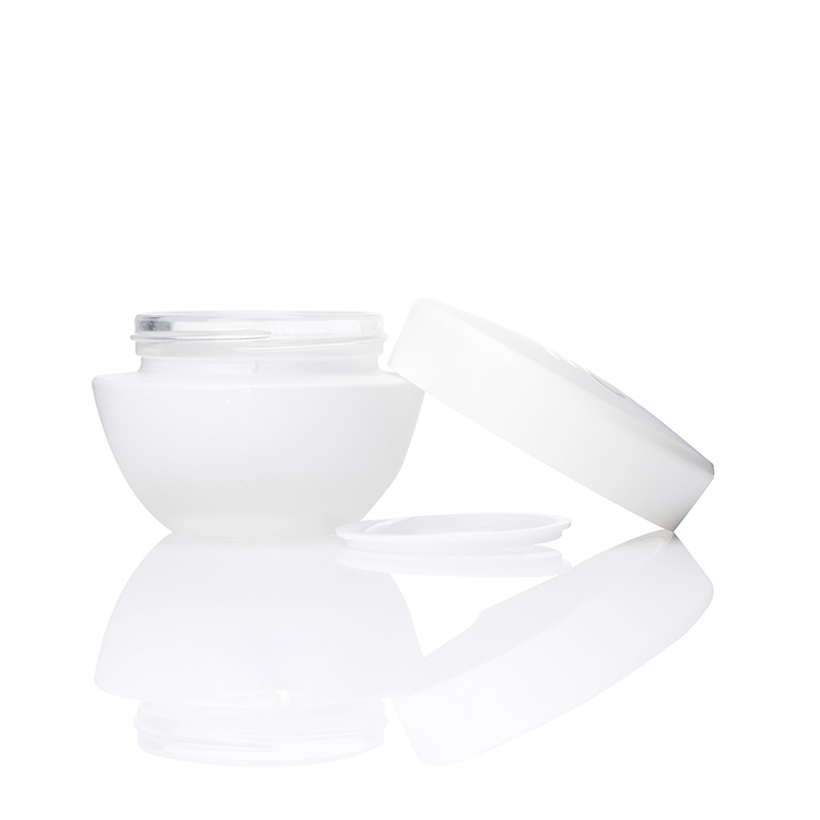 High quality 50ml white glass facial cream jar cosmetic glass jar with plastic lid