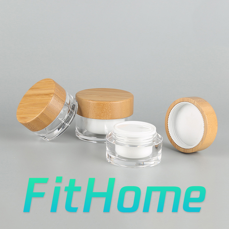 High quality 5g 30g 50g 100g 200g 500g empty bamboo cream cosmetic jar wholesale