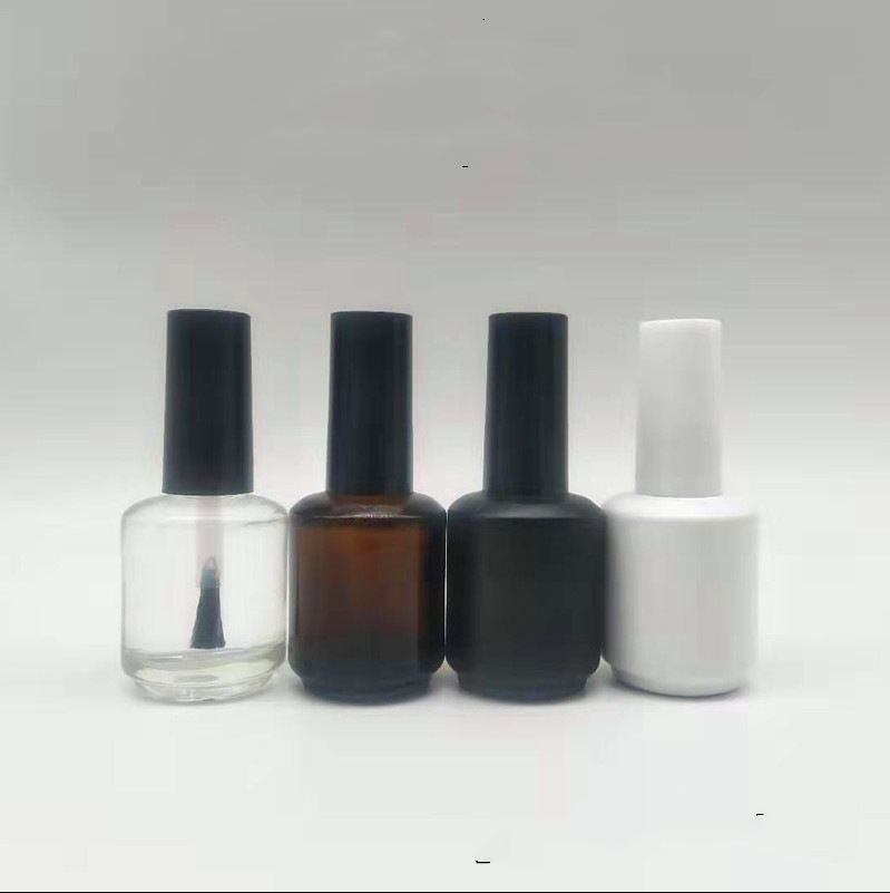 High quality 5ml 10ml 15ml Glass Round Nail Polish Empty Small Bottle Glue Bottle Brush