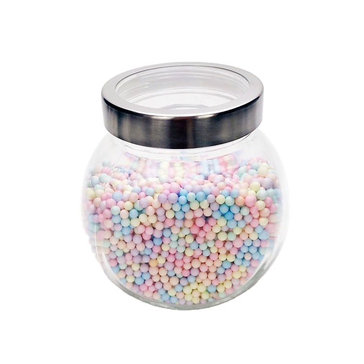 High quality 680ml wide mouth flat drum glass storage jar with transparent cap