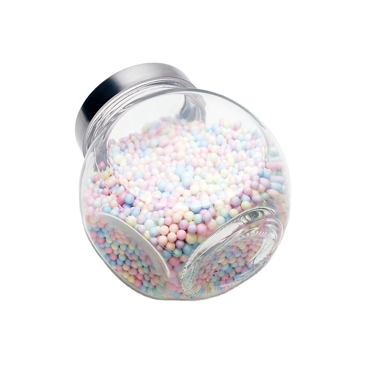 High quality 680ml wide mouth flat drum glass storage jar with transparent cap