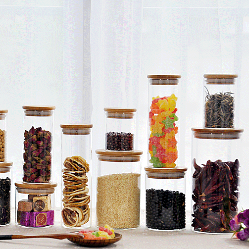 High quality 800ml 850ml 900ml 950ml 1000ml borosilicate glass food storage jar square and round glass jars with lids