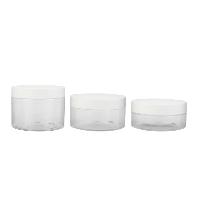 High quality 80g 100g 120g 150ml 200ml 250ml plastic jars empty round clear pet plastic jar with lip
