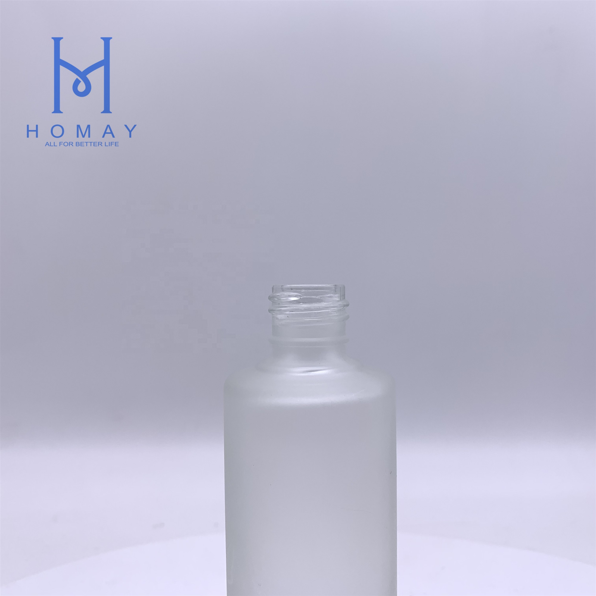 High quality 85ml cosmetic perfume frosted glass lotion pump bottle straight circle shape