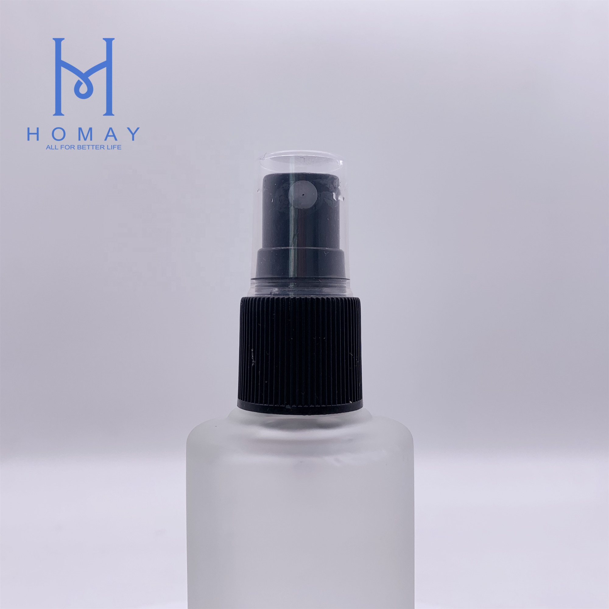 High quality 85ml cosmetic perfume frosted glass lotion pump bottle straight circle shape