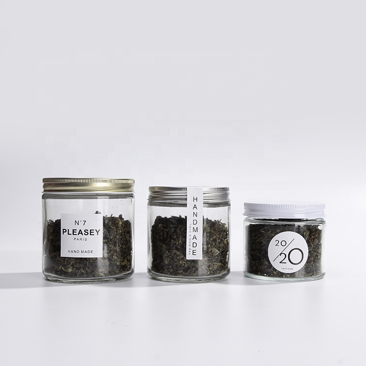 High quality 8oz empty food canning glass storage jar for candy herbs with plastic screw cap