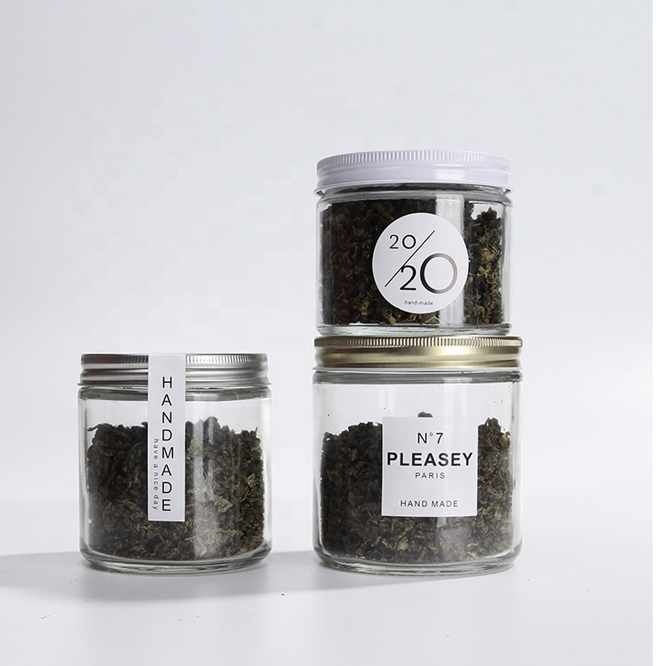 High quality 8oz empty food canning glass storage jar for candy herbs with plastic screw cap