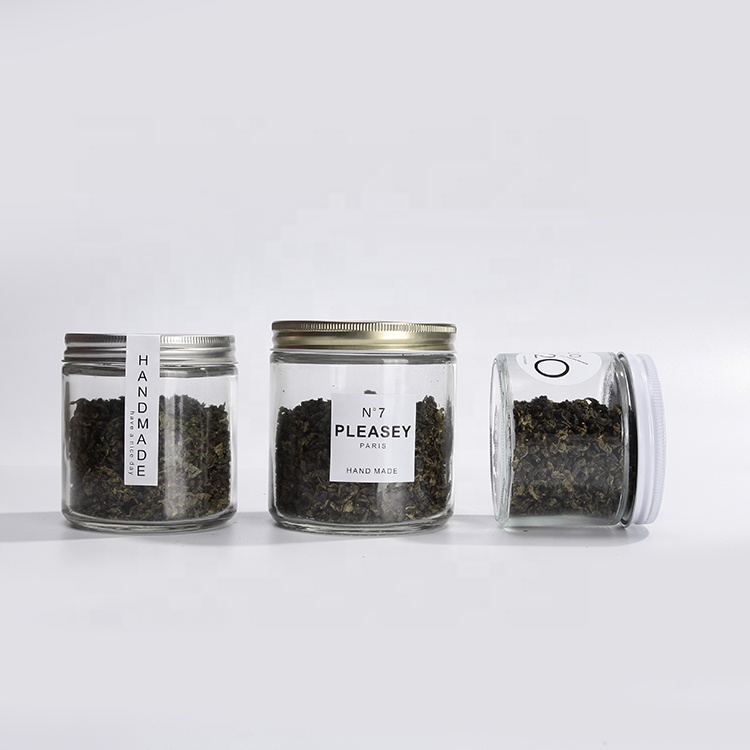 High quality 8oz empty food canning glass storage jar for candy herbs with plastic screw cap