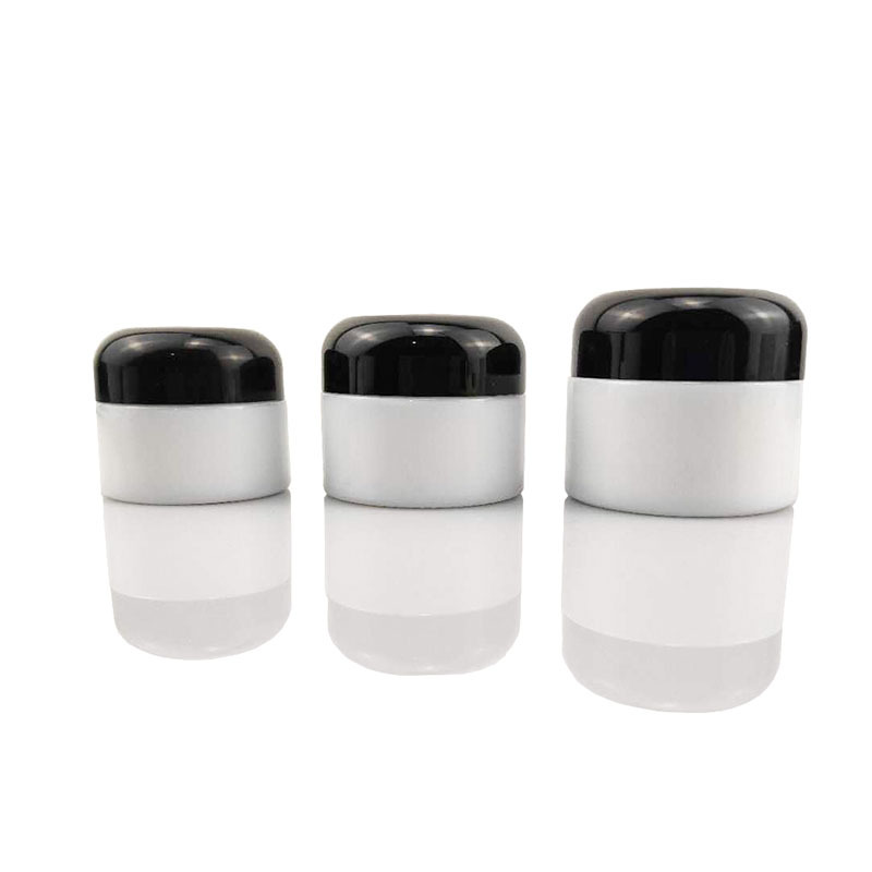 High quality Cosmetic Split White Porcelain Glass  Black mushroom lid Cream Jar