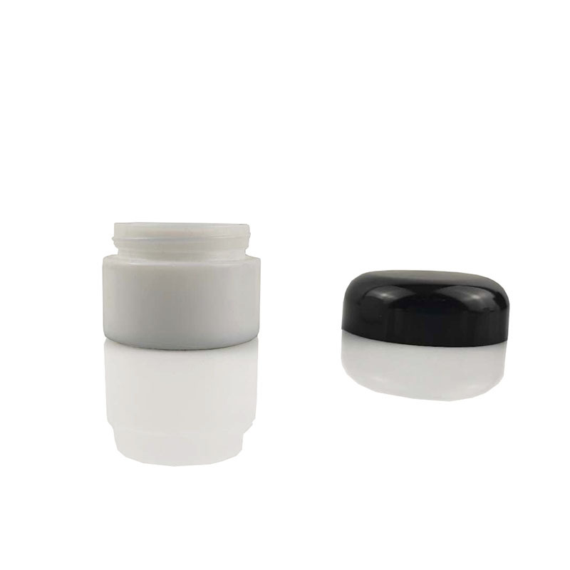 High quality Cosmetic Split White Porcelain Glass Black mushroom lid Cream Jar