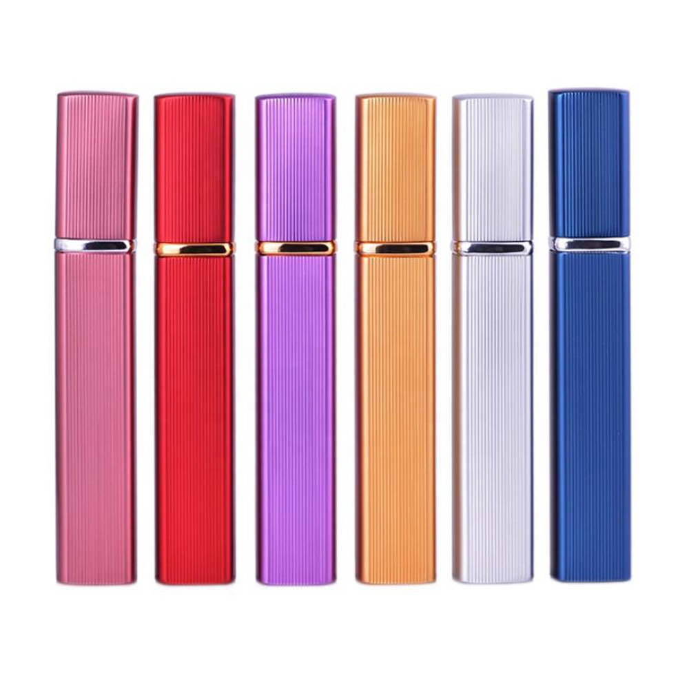 High quality Metal aluminum spray plating portable pocket 12ml glass perfume bottles