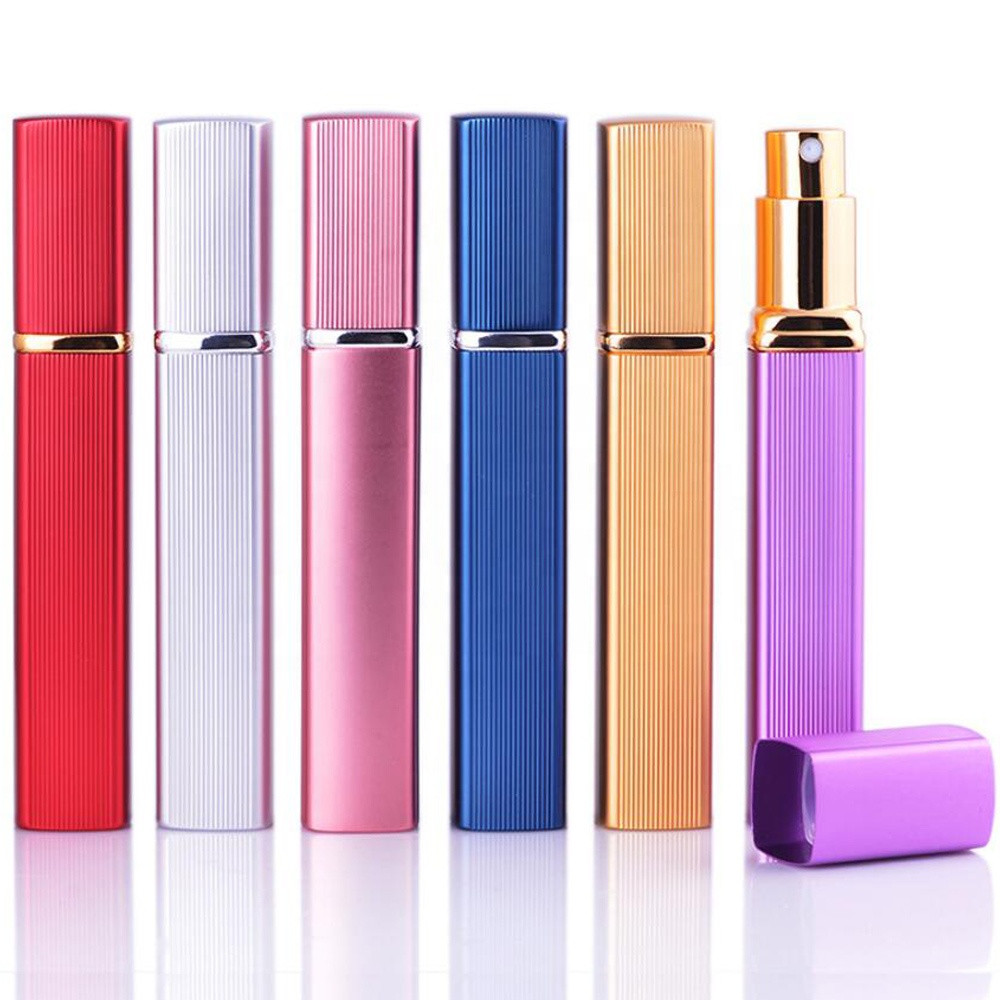 High quality Metal aluminum spray plating portable pocket 12ml glass perfume bottles