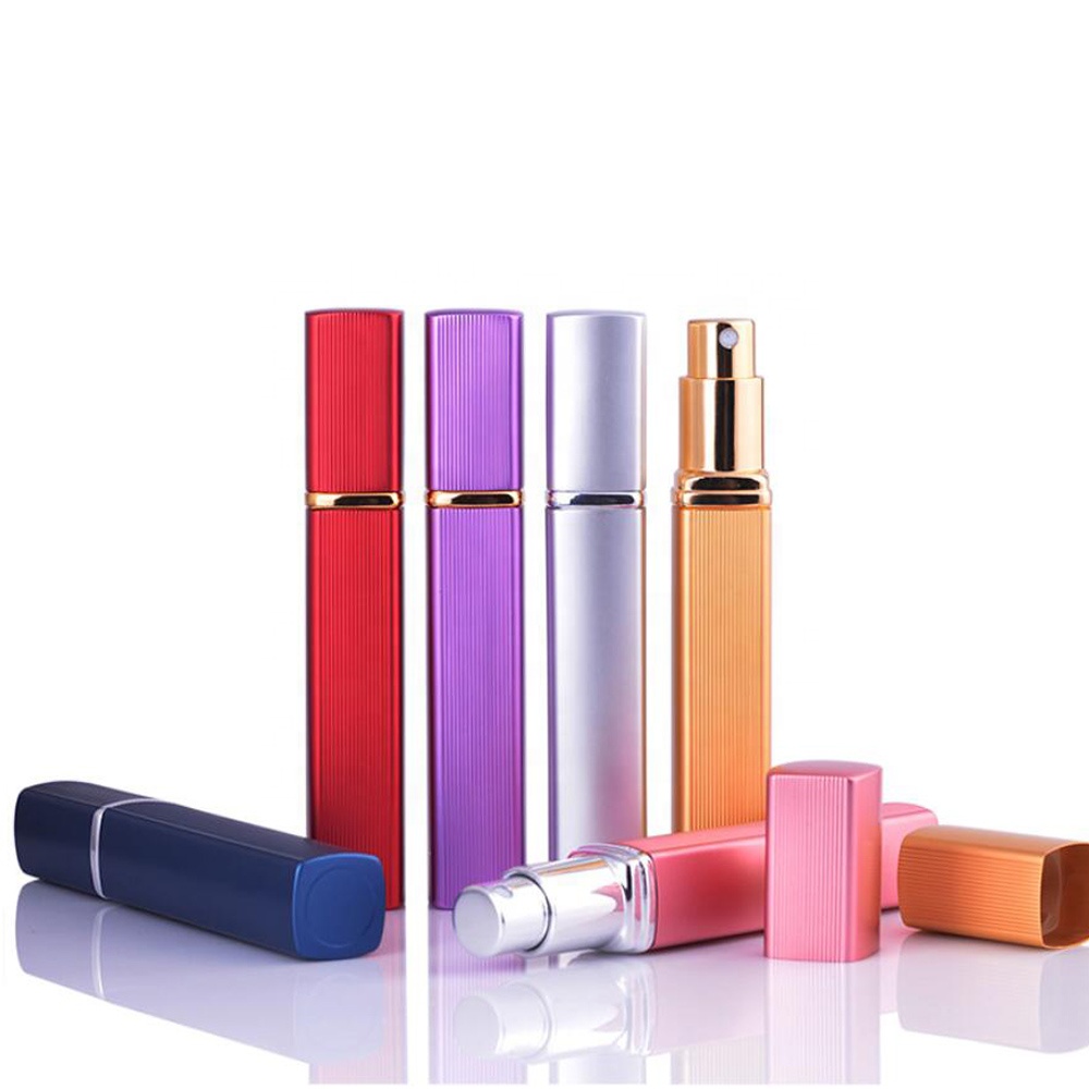 High quality Metal aluminum spray plating portable pocket 12ml glass perfume bottles