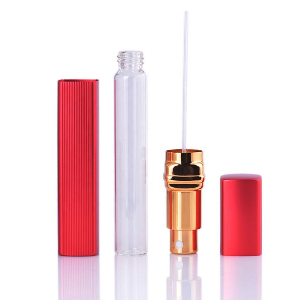 High quality Metal aluminum spray plating portable pocket 12ml glass perfume bottles