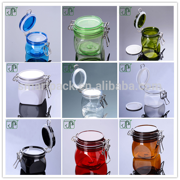 High quality PET Clip Top jars plastic storage jar Airtight jar 220g