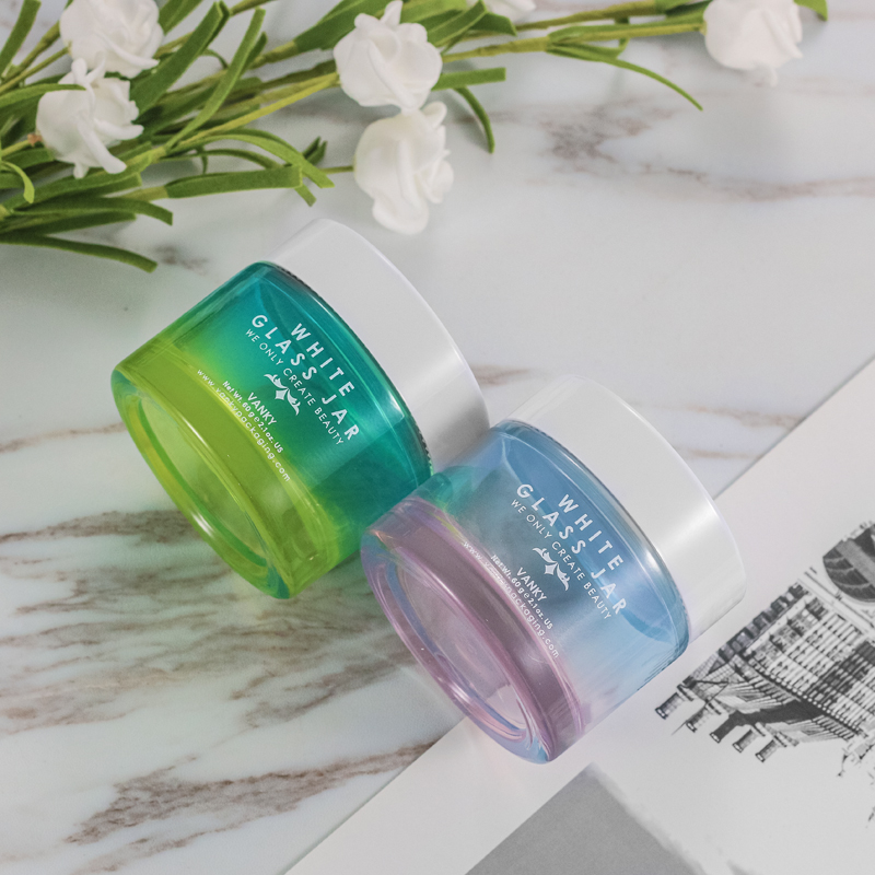 High quality Thick Base Gradient Green Cream Jar Glass