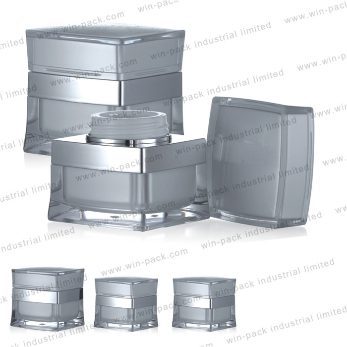 High quality acrylic double wall silver cosmetic cream jar 15g 30g 50g