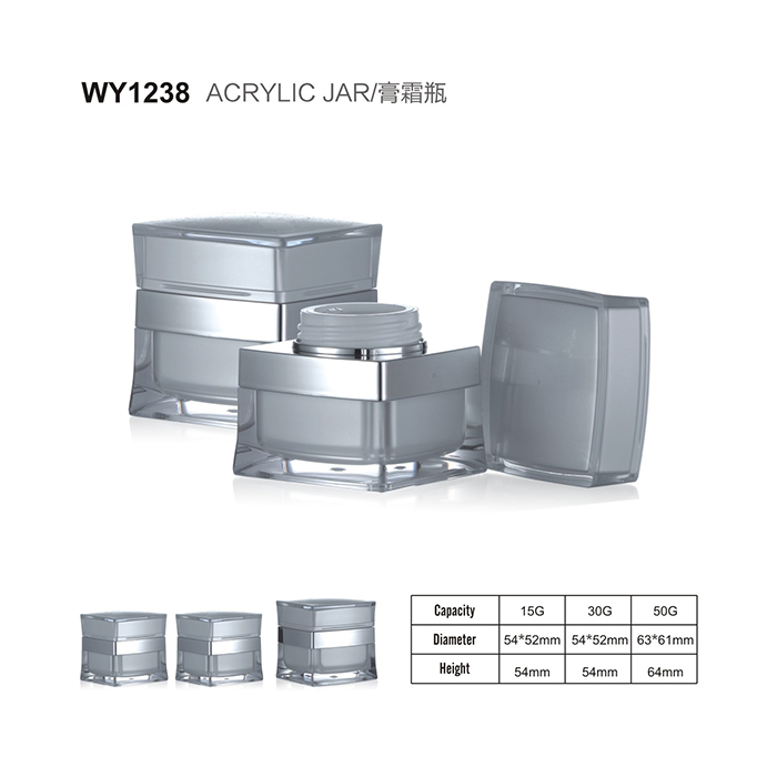 High quality acrylic double wall silver cosmetic cream jar 15g 30g 50g