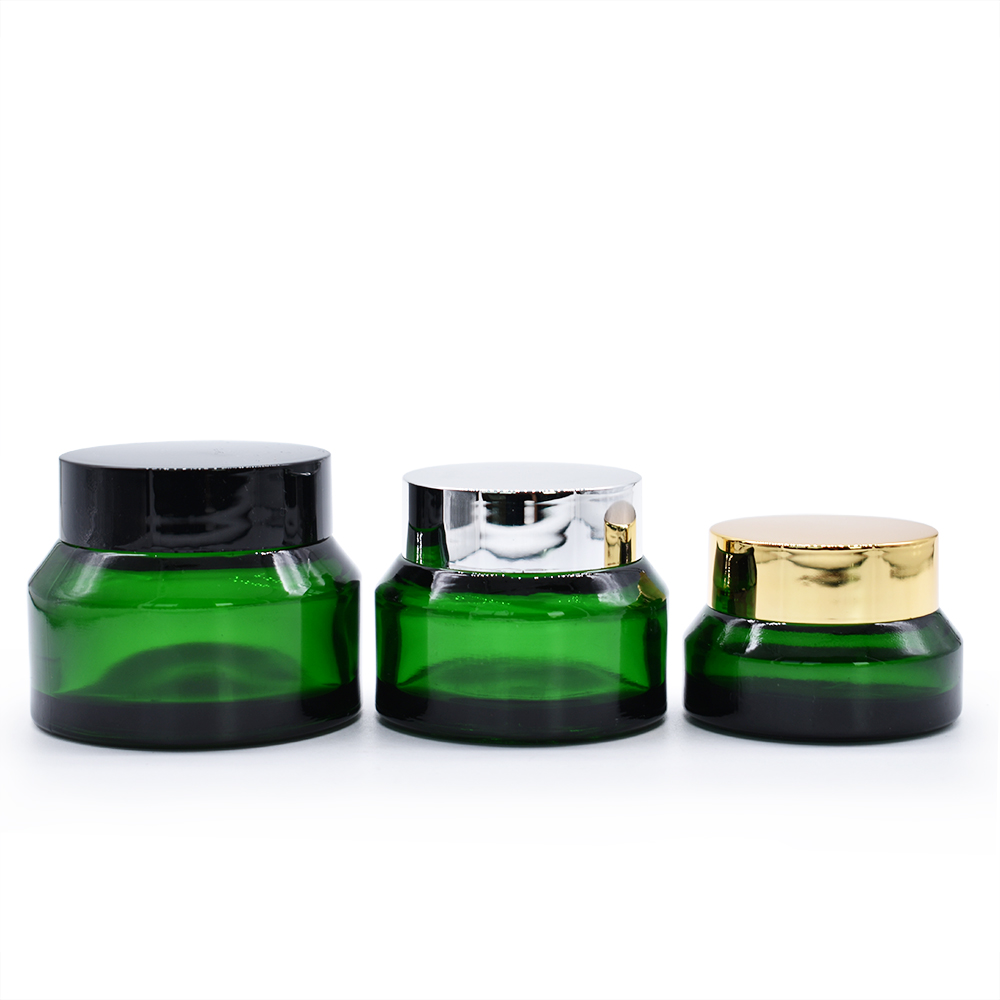 High quality amber green blue clear 30ml 50ml cosmetic package glass cream jar
