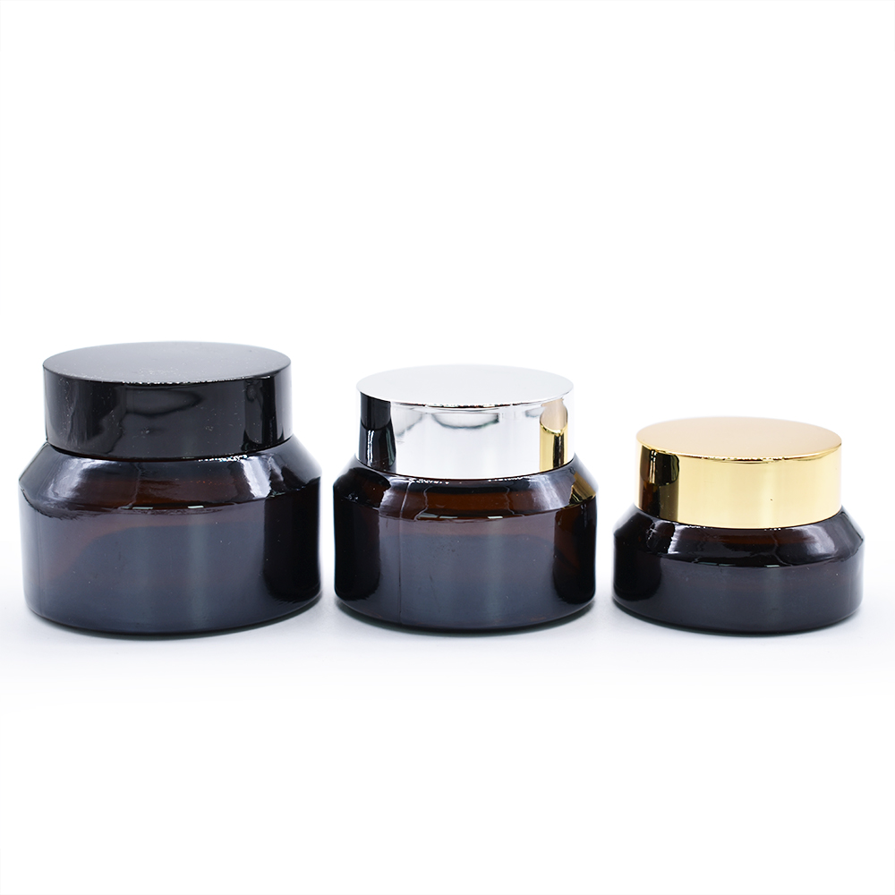 High quality amber green blue clear 30ml 50ml cosmetic package glass cream jar