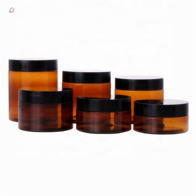 High quality amber pet jar 250ml 200ml 150ml 120ml 100ml brown per jars