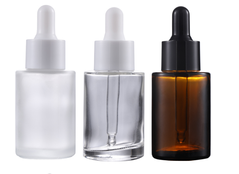 High quality amber transparent perfume glass bottle 50ml with rubber top aluminum cap