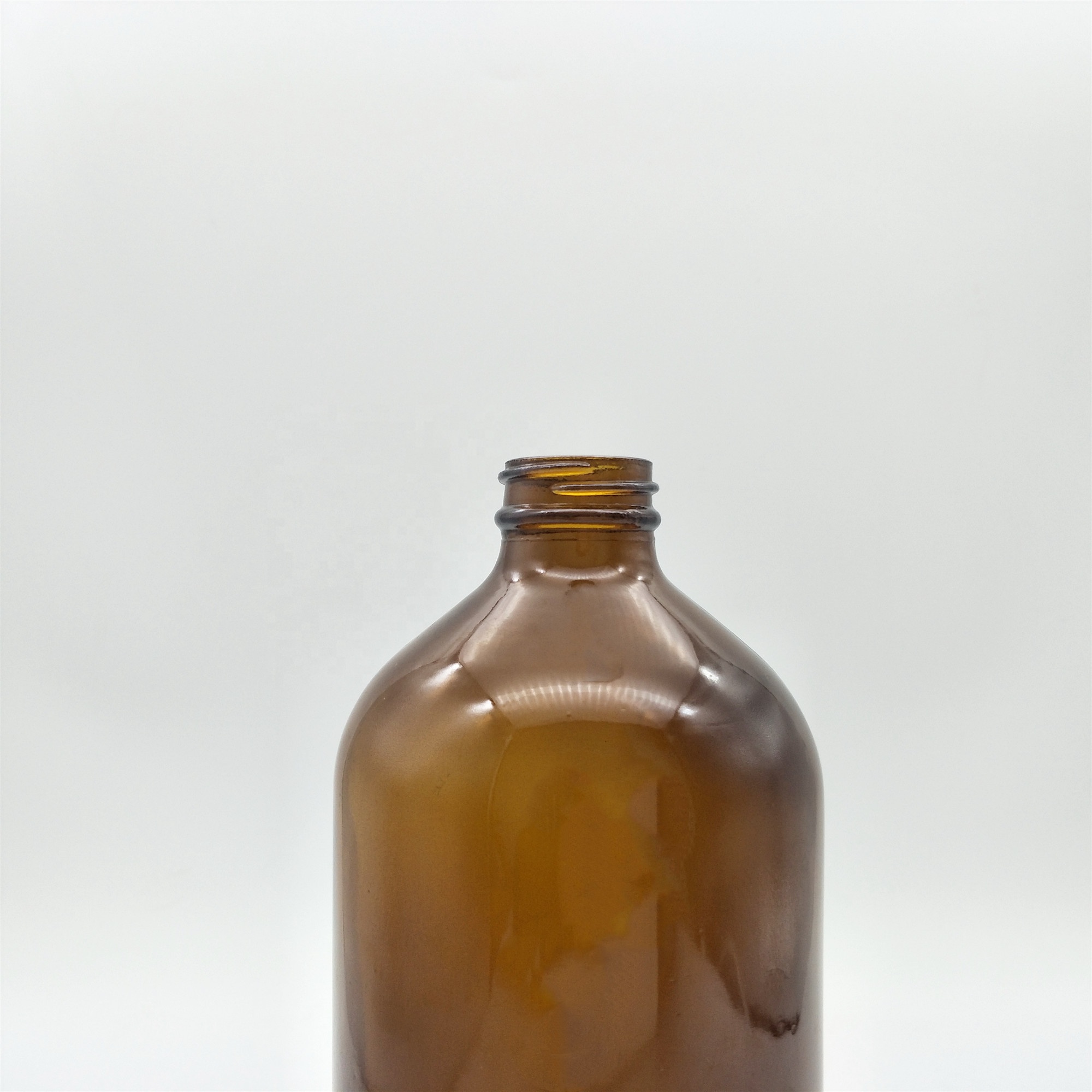 High quality borosilicate glass bottle 32oz amber boston round glass bottle