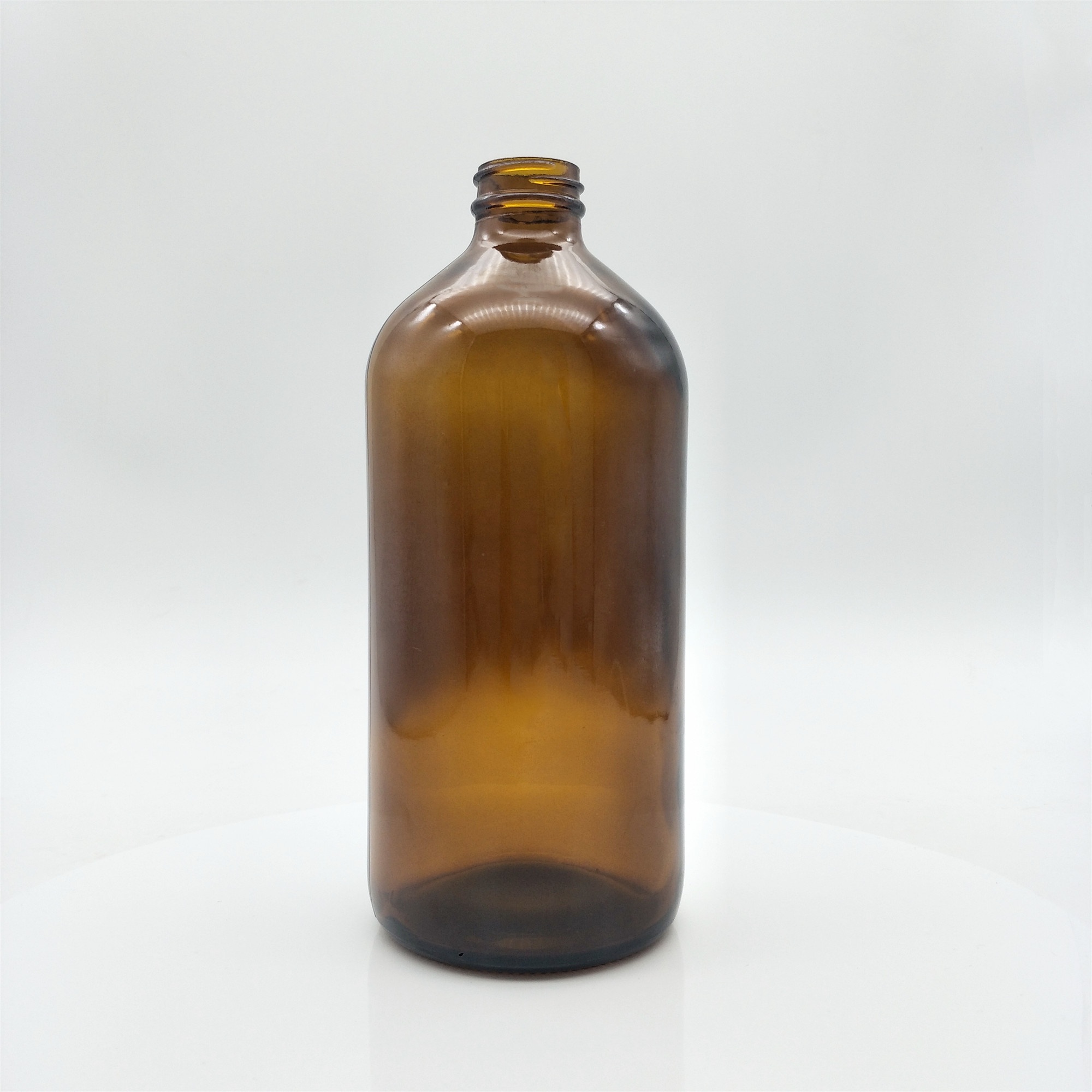 High quality borosilicate glass bottle 32oz amber boston round glass bottle
