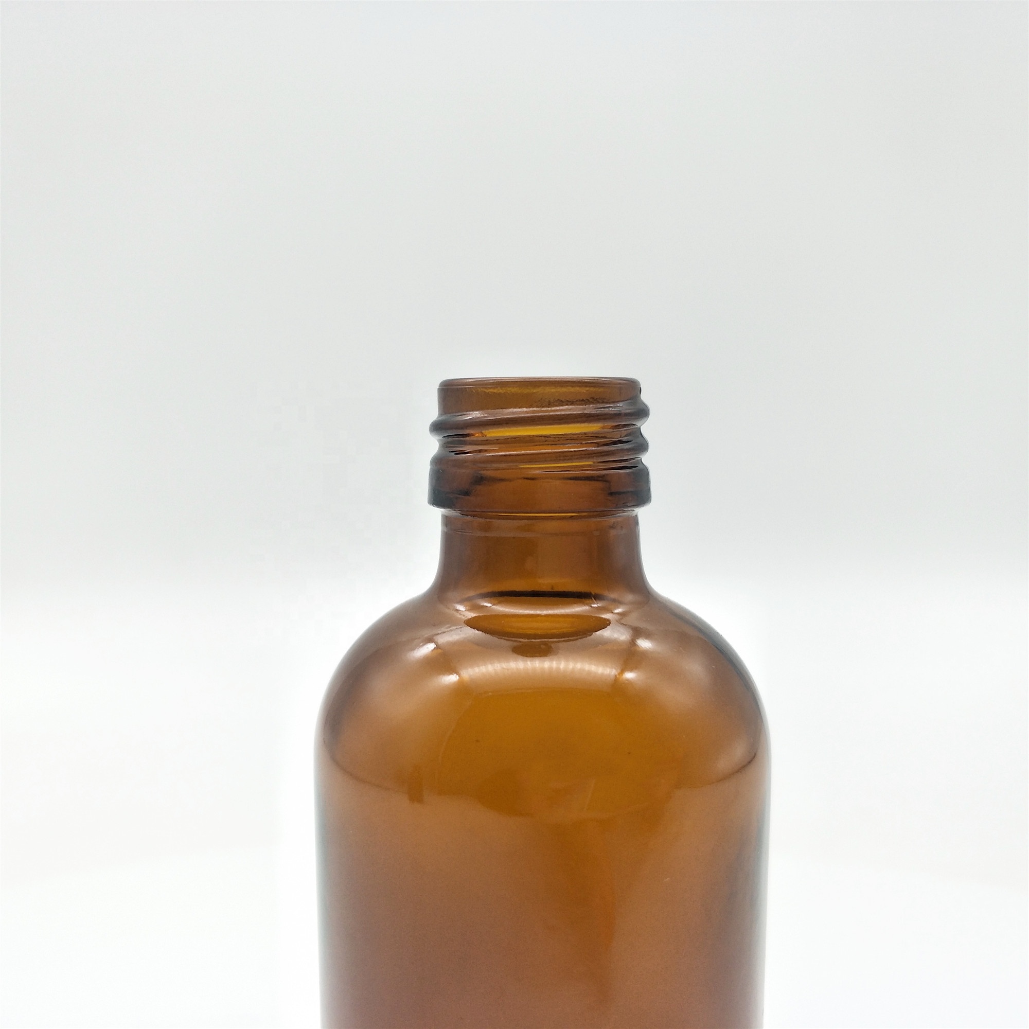 High quality boston round amber glass bottle tamper proof cap with aluminum ROPP caps