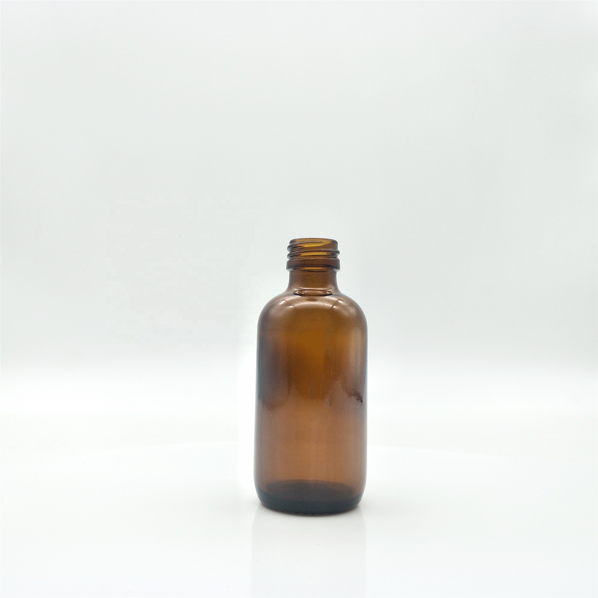 High quality boston round amber glass bottle tamper proof cap with aluminum ROPP caps