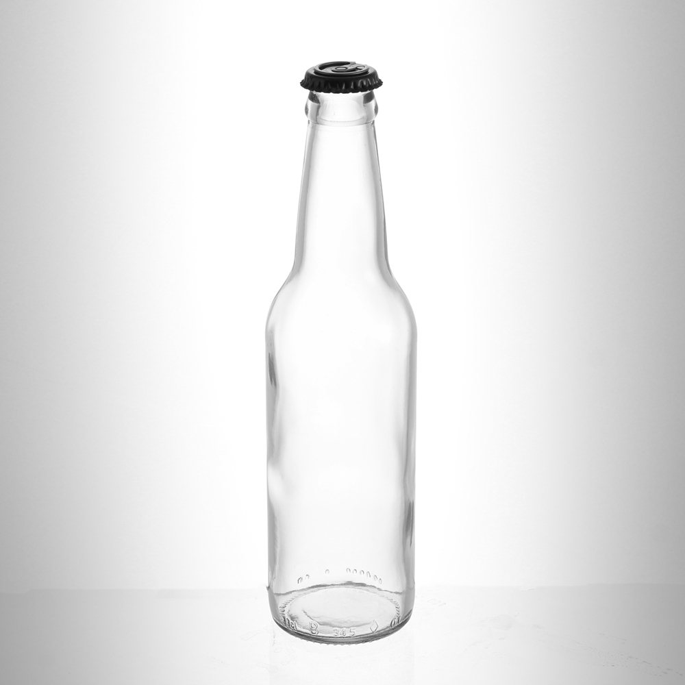 High quality brewery custom empty clear 330ml beer glass bottles drinking with crown