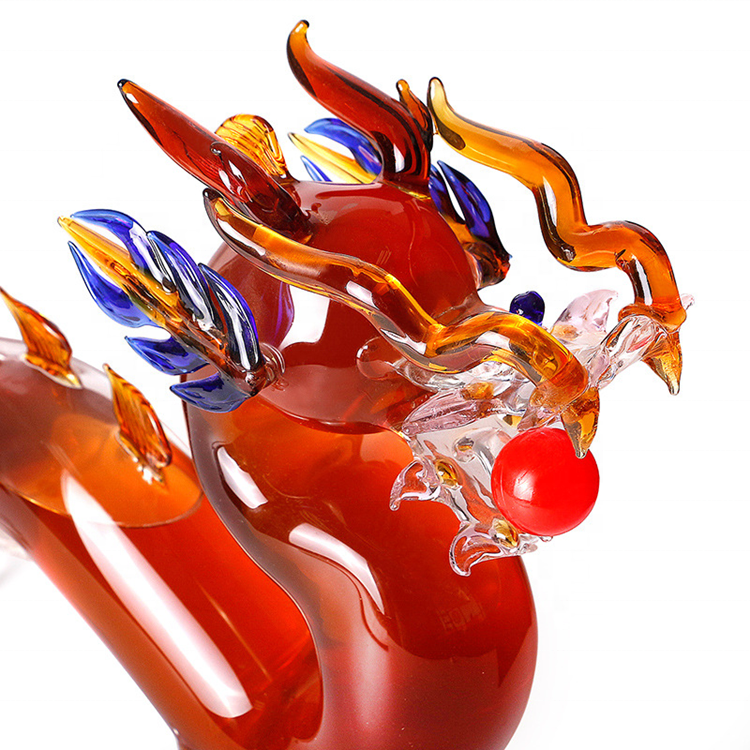 High quality cheap 1000ml dragon shape glass liquor bottle