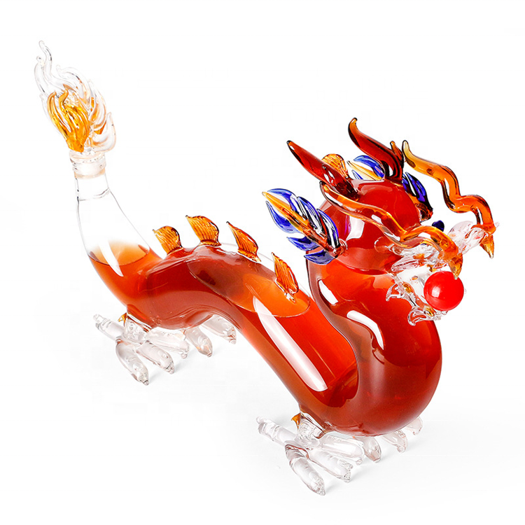 High quality cheap 1000ml dragon shape glass liquor bottle