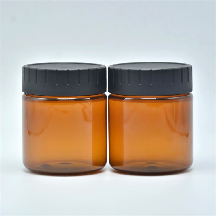 High quality cheap price 4oz 120g amber pet jar with black screw lid