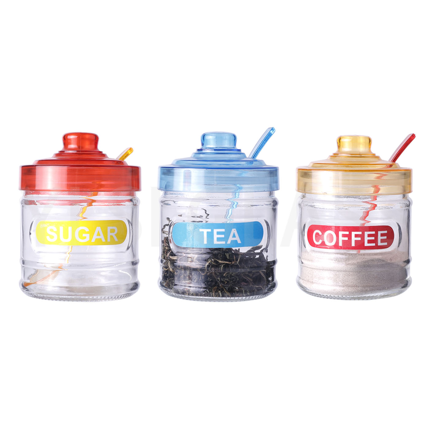 High quality clear glass jar kitchen storage jars for tea coffee suger