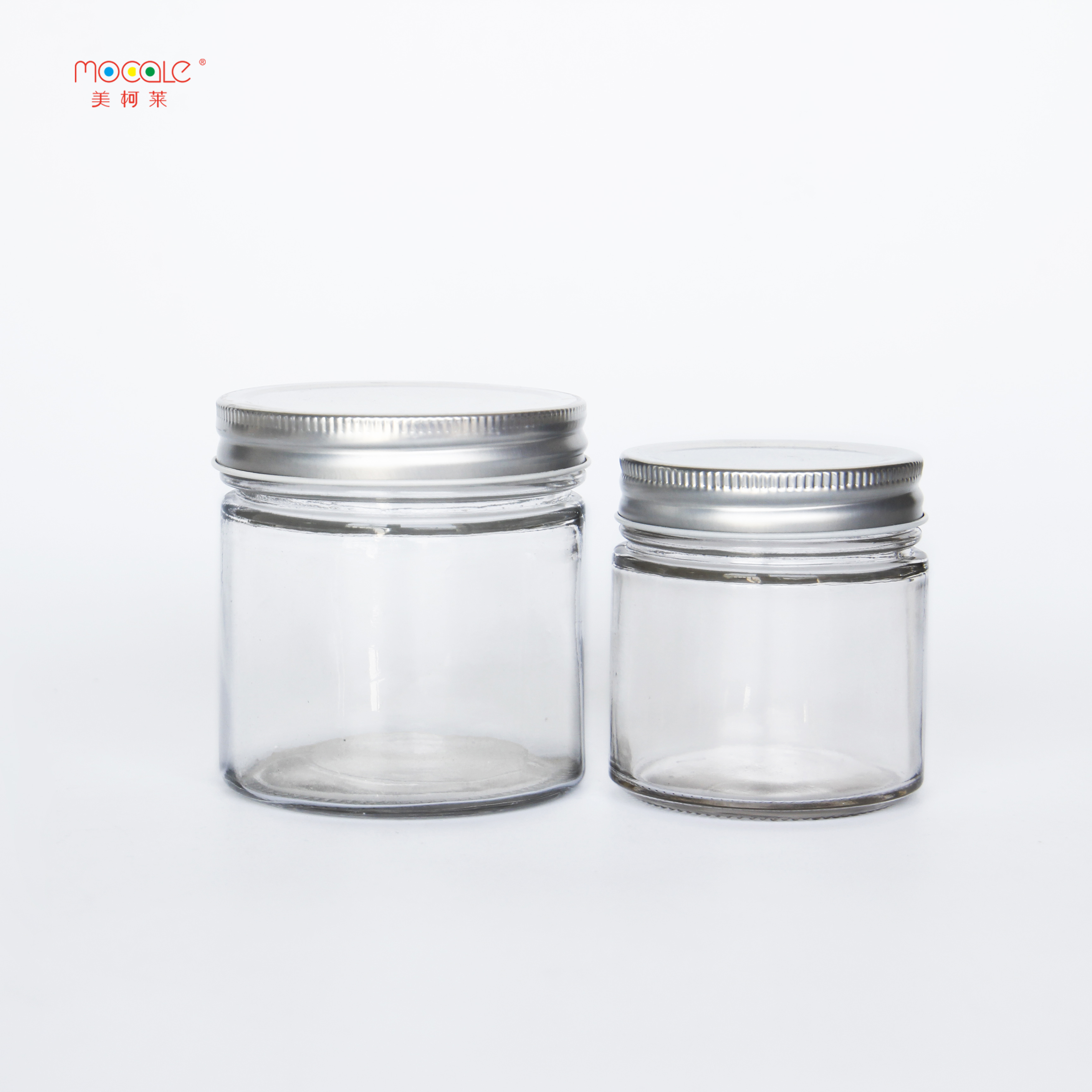 High quality clear glass storage jar with aluminum sealing lid