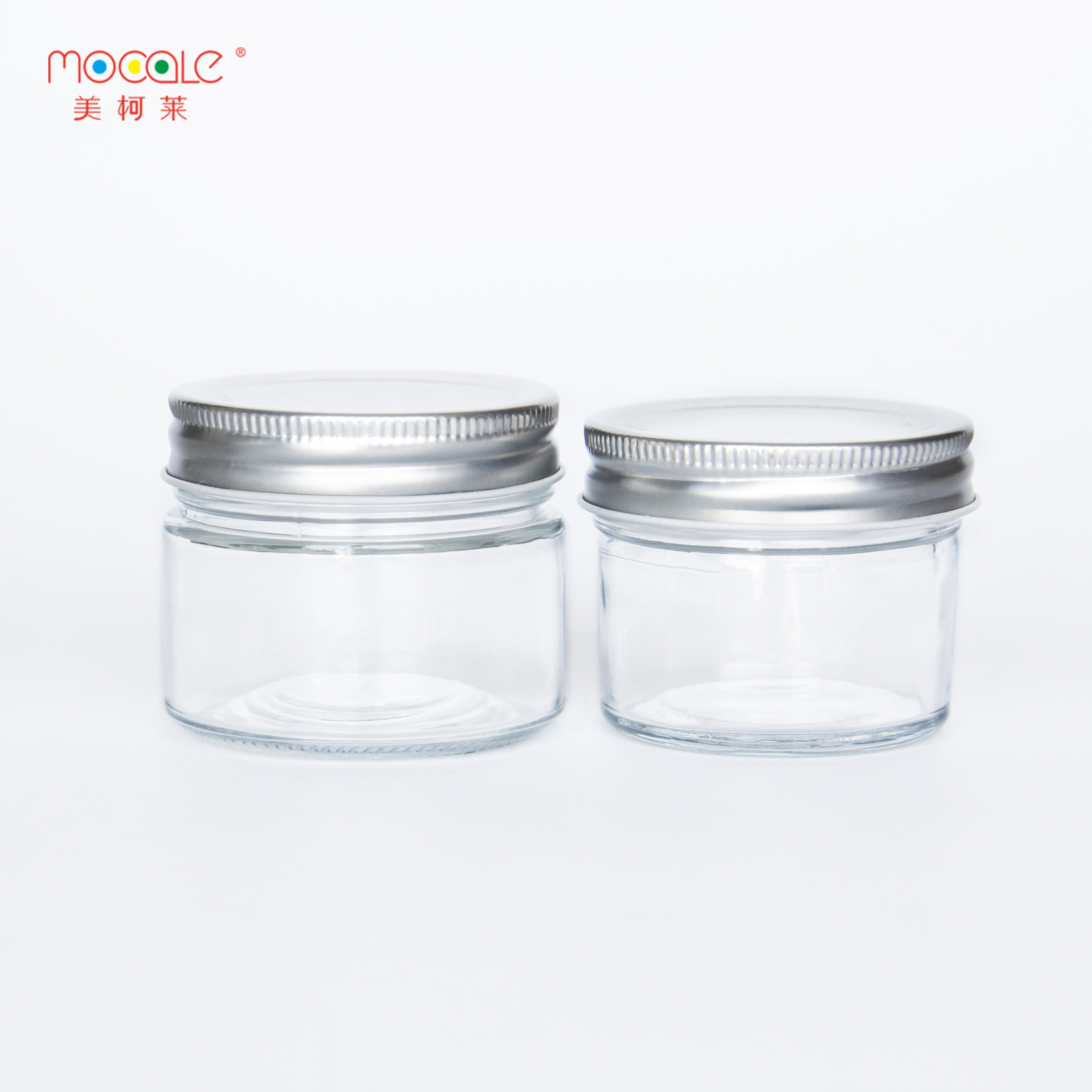 High quality clear glass storage jar with aluminum sealing lid