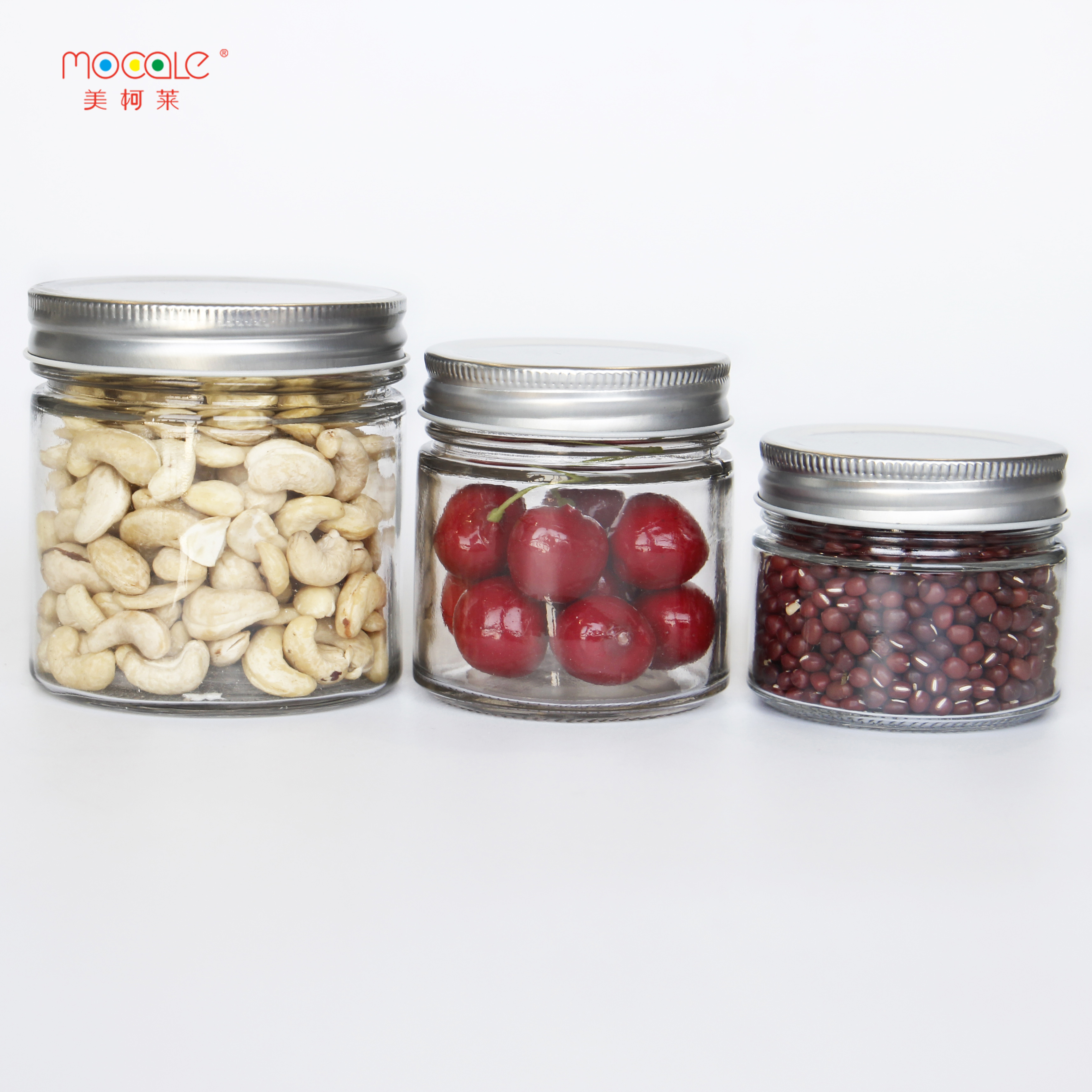 High quality clear glass storage jar with aluminum sealing lid