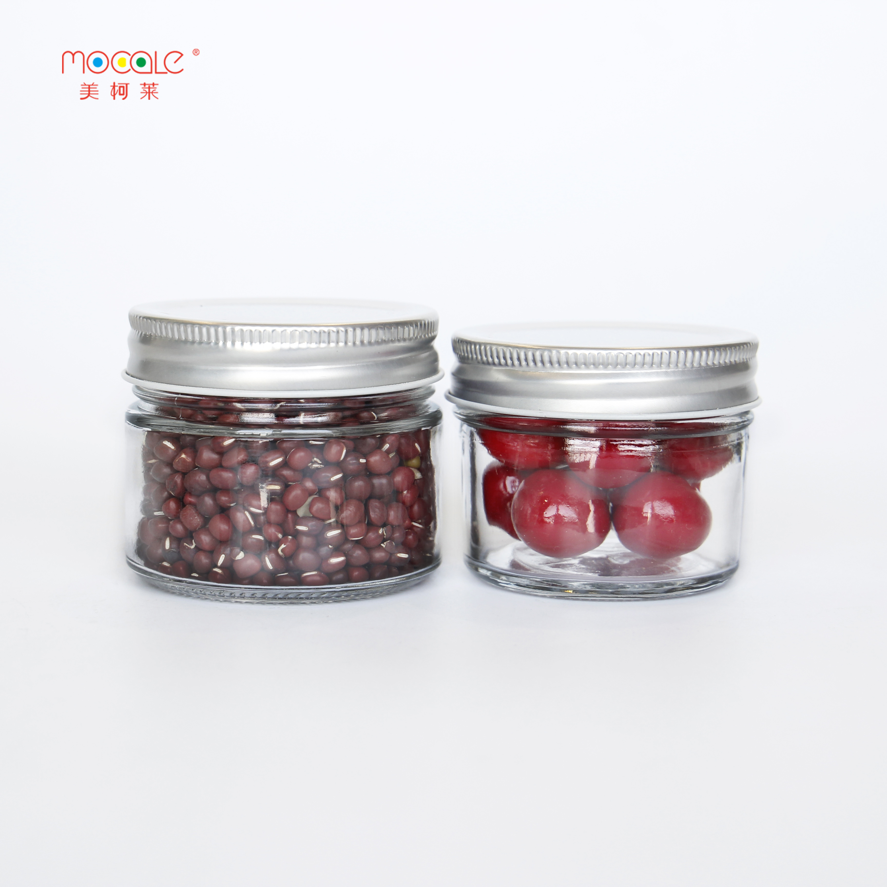 High quality clear glass storage jar with aluminum sealing lid